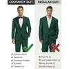 COOFANDY Mens Tuxedo Suit Set Slim Fit 2 Piece One Button Blazer Jacket Pants for Wedding,Dinner,Prom(Green)