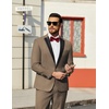COOFANDY Mens Tuxedo Suit Set Slim Fit 2 Piece One Button Blazer Jacket Pants for Wedding,Dinner,Prom(Khaki)
