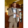 COOFANDY Mens Tuxedo Suit Set Slim Fit 2 Piece One Button Blazer Jacket Pants for Wedding,Dinner,Prom(Khaki)