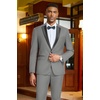 COOFANDY Mens Tuxedo Suit Set Slim Fit 2 Piece One Button Blazer Jacket Pants for Wedding,Dinner,Prom(Light Gray)