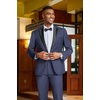 COOFANDY Mens Tuxedo Suit Set Slim Fit 2 Piece One Button Blazer Jacket Pants for Wedding,Dinner,Prom(Navy Blue)
