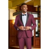 COOFANDY Mens Tuxedo Suit Set Slim Fit 2 Piece One Button Blazer Jacket Pants for Wedding,Dinner,Prom(Wine Red)