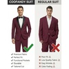 COOFANDY Mens Tuxedo Suit Set Slim Fit 2 Piece One Button Blazer Jacket Pants for Wedding,Dinner,Prom(Wine Red)