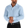 COOFANDY Men’s Business Dress Shirts Wrinkle Free Long Sleeve Regular Fit Dress Shirt Textured Casual Button Down Shirts(Clear Blue)