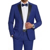 COOFANDY Mens Tuxedo Suit Set Slim Fit 2 Piece One Button Blazer Jacket Pants for Wedding,Dinner,Prom(Blue)