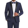 COOFANDY Mens Tuxedo Suit Set Slim Fit 2 Piece One Button Blazer Jacket Pants for Wedding,Dinner,Prom(Navy Blue)