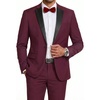 COOFANDY Mens Tuxedo Suit Set Slim Fit 2 Piece One Button Blazer Jacket Pants for Wedding,Dinner,Prom(Wine Red)
