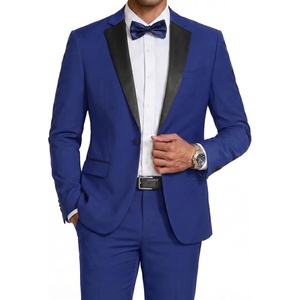 COOFANDY Mens Tuxedo Suit Set Slim Fit 2 Piece One Button Blazer Jacket Pants for Wedding,Dinner,Prom(Blue)