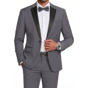 COOFANDY Mens Tuxedo Suit Set Slim Fit 2 Piece One Button Blazer Jacket Pants for Wedding,Dinner,Prom(Dark Gray)