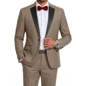 COOFANDY Mens Tuxedo Suit Set Slim Fit 2 Piece One Button Blazer Jacket Pants for Wedding,Dinner,Prom(Khaki)