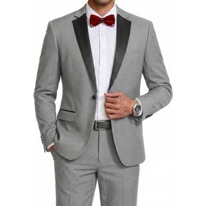 COOFANDY Mens Tuxedo Suit Set Slim Fit 2 Piece One Button Blazer Jacket Pants for Wedding,Dinner,Prom(Light Gray)