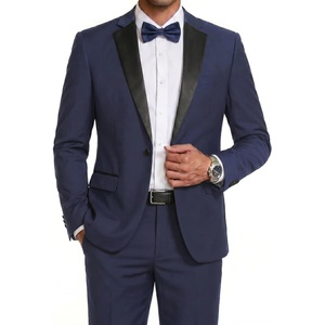 COOFANDY Mens Tuxedo Suit Set Slim Fit 2 Piece One Button Blazer Jacket Pants for Wedding,Dinner,Prom(Navy Blue)