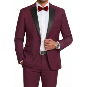 COOFANDY Mens Tuxedo Suit Set Slim Fit 2 Piece One Button Blazer Jacket Pants for Wedding,Dinner,Prom(Wine Red)