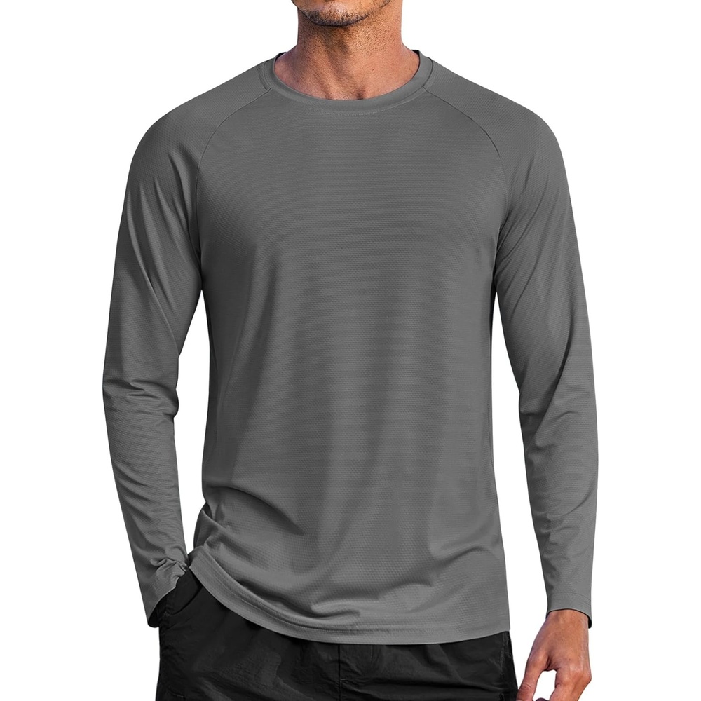 image:imageCOOFANDY Mens Long Sleeve Stretch T Shirt Sun Protection Shirts Quick Dry Athletic Swimming Running Basic Tee Top Dark Grey