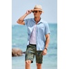 COOFANDY Mens Summer Hawaiian Shirts Short Sleeve Casual Button Up Beach Wedding Shirt Clear Blue