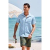 COOFANDY Mens Summer Hawaiian Shirts Short Sleeve Casual Button Up Beach Wedding Shirt Clear Blue