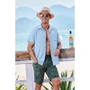COOFANDY Mens Summer Hawaiian Shirts Short Sleeve Casual Button Up Beach Wedding Shirt Clear Blue