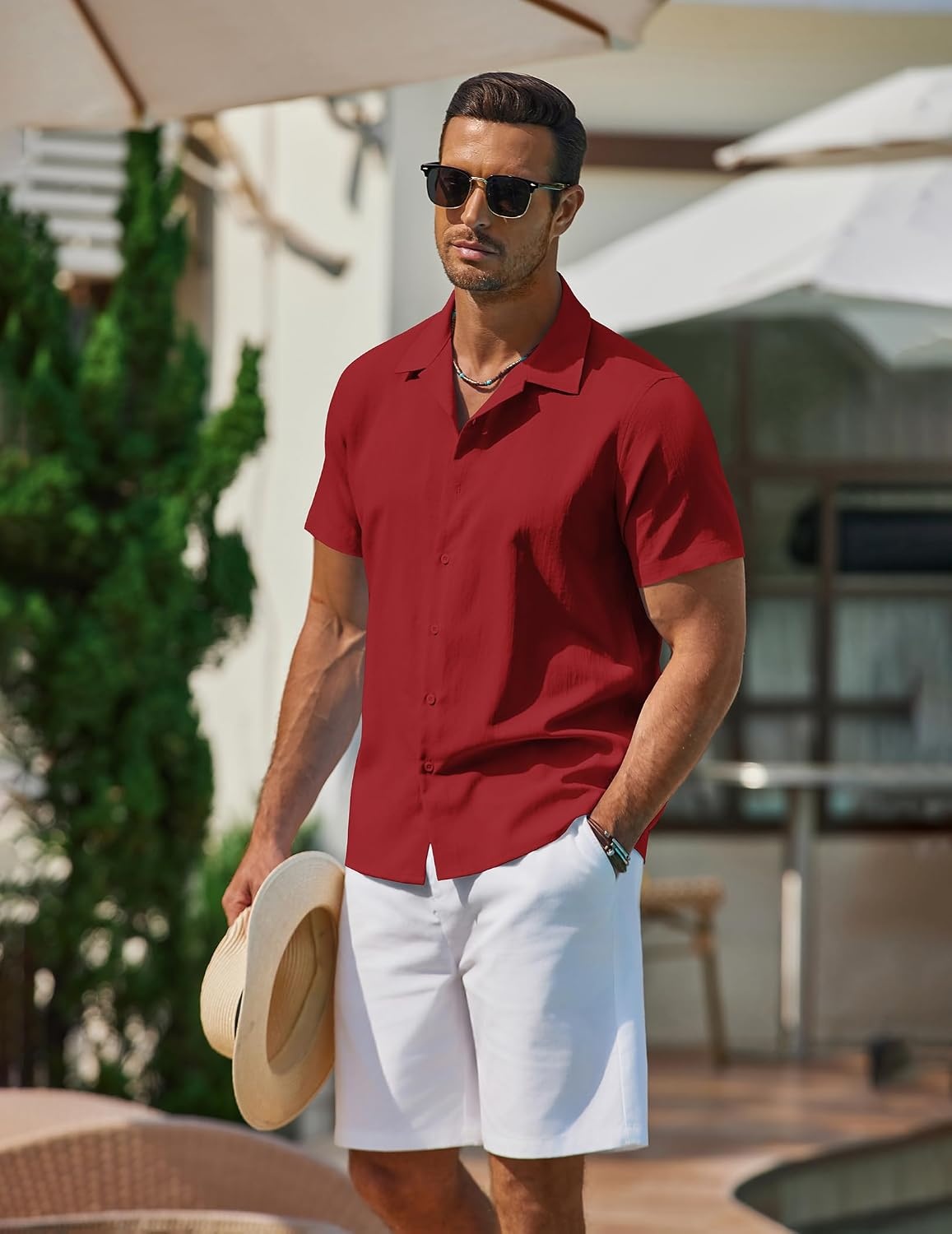 image:imageCOOFANDY Mens Casual Button Down Shirts Short Sleeve WrinkleFree Summer Beach Wear