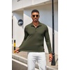 COOFANDY Men’s Polo Shirt Long Sleeve Moisture Wicking Golf Shirts Sun Protection Collared Work Shirts(Army Green)
