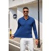 COOFANDY Men’s Polo Shirt Long Sleeve Moisture Wicking Golf Shirts Sun Protection Collared Work Shirts(Sapphire Blue)