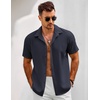 COOFANDY Mens Short Sleeve Button Down Shirts Casual Linen Summer Beach Shirt Wrinkle Free
