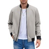 COOFANDY Men Bomber Jacket Lightweight Windbreaker Jackets Casual Softshell Flight Fashion Winter Fall Coat with Pocket(1 – Light Grey)