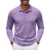 COOFANDY Men’s Polo Shirt Long Sleeve Moisture Wicking Golf Shirts Sun Protection Collared Work Shirts(Lilac)