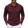COOFANDY Men’s Polo Shirt Long Sleeve Moisture Wicking Golf Shirts Sun Protection Collared Work Shirts(Maroon)