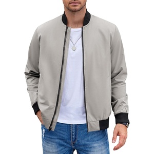 COOFANDY Men Bomber Jacket Lightweight Windbreaker Jackets Casual Softshell Flight Fashion Winter Fall Coat with Pocket(1 – Light Grey)
