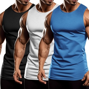 COOFANDY Men’s 3 Pack Workout Tank Tops Sleeveless Gym Shirts Bodybuilding Fitness Muscle Tee Shirts(Black/White/Blue)