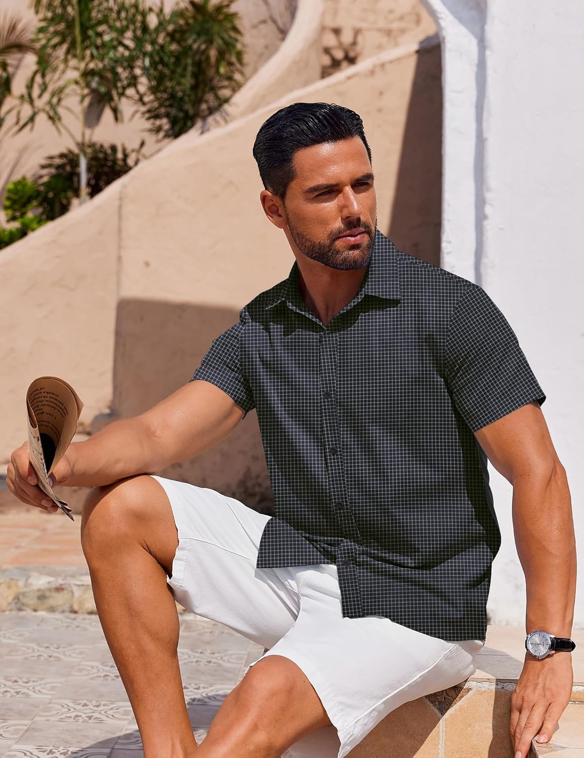 image:imageCOOFANDY Mens Button Down Shirt Short Sleeve Casual Shirt for Men Summer Business Casual Dress ShirtGw524