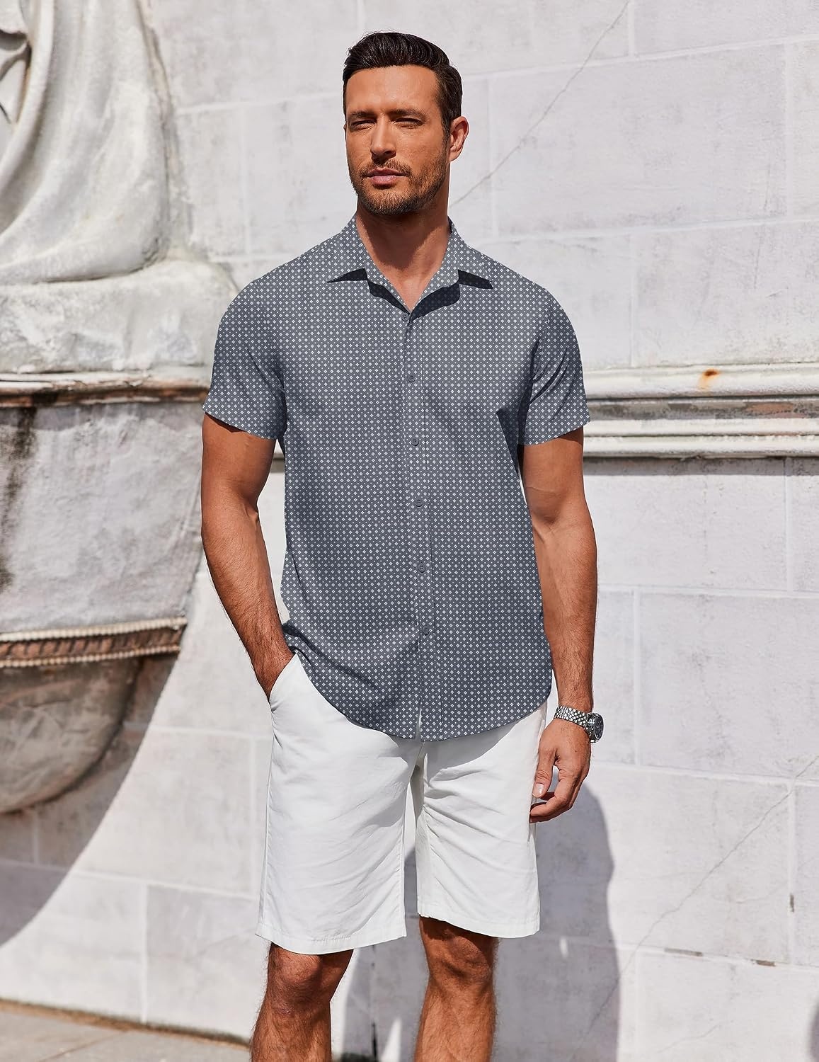 image:imageCOOFANDY Mens Button Down Shirt Short Sleeve Casual Shirt for Men Summer Business Casual Dress ShirtJh186