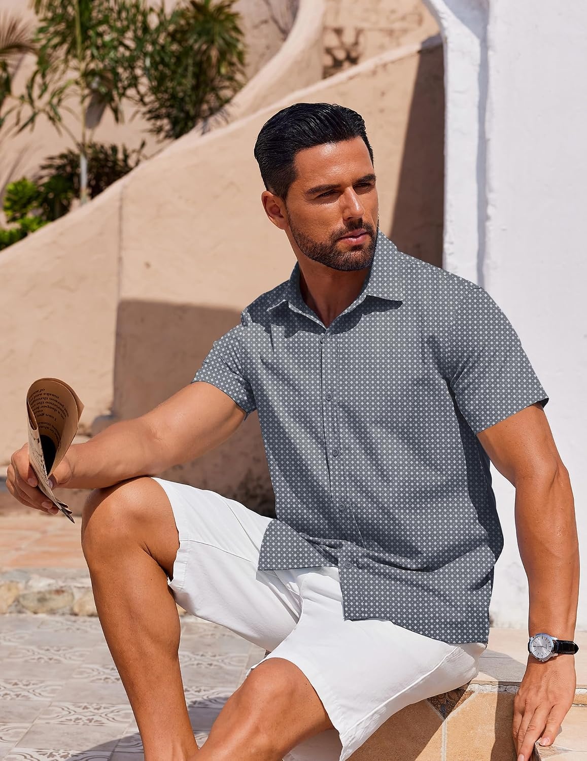 image:imageCOOFANDY Mens Button Down Shirt Short Sleeve Casual Shirt for Men Summer Business Casual Dress ShirtJh186