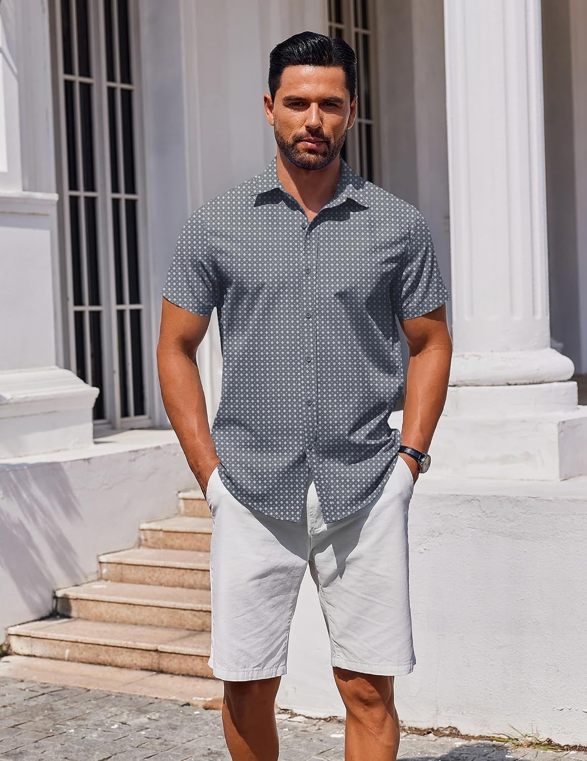 image:imageCOOFANDY Mens Button Down Shirt Short Sleeve Casual Shirt for Men Summer Business Casual Dress ShirtJh186