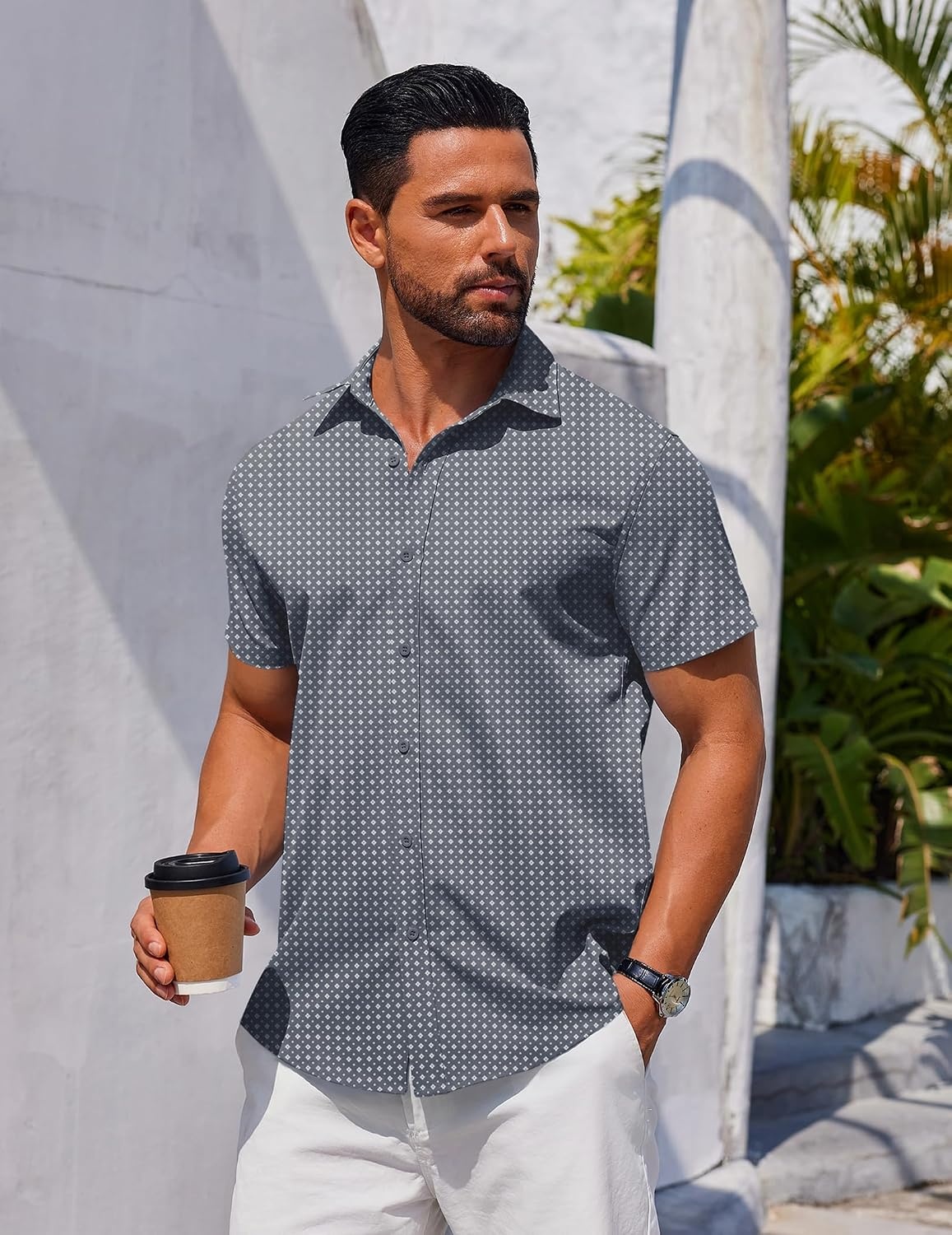image:imageCOOFANDY Mens Button Down Shirt Short Sleeve Casual Shirt for Men Summer Business Casual Dress ShirtJh186