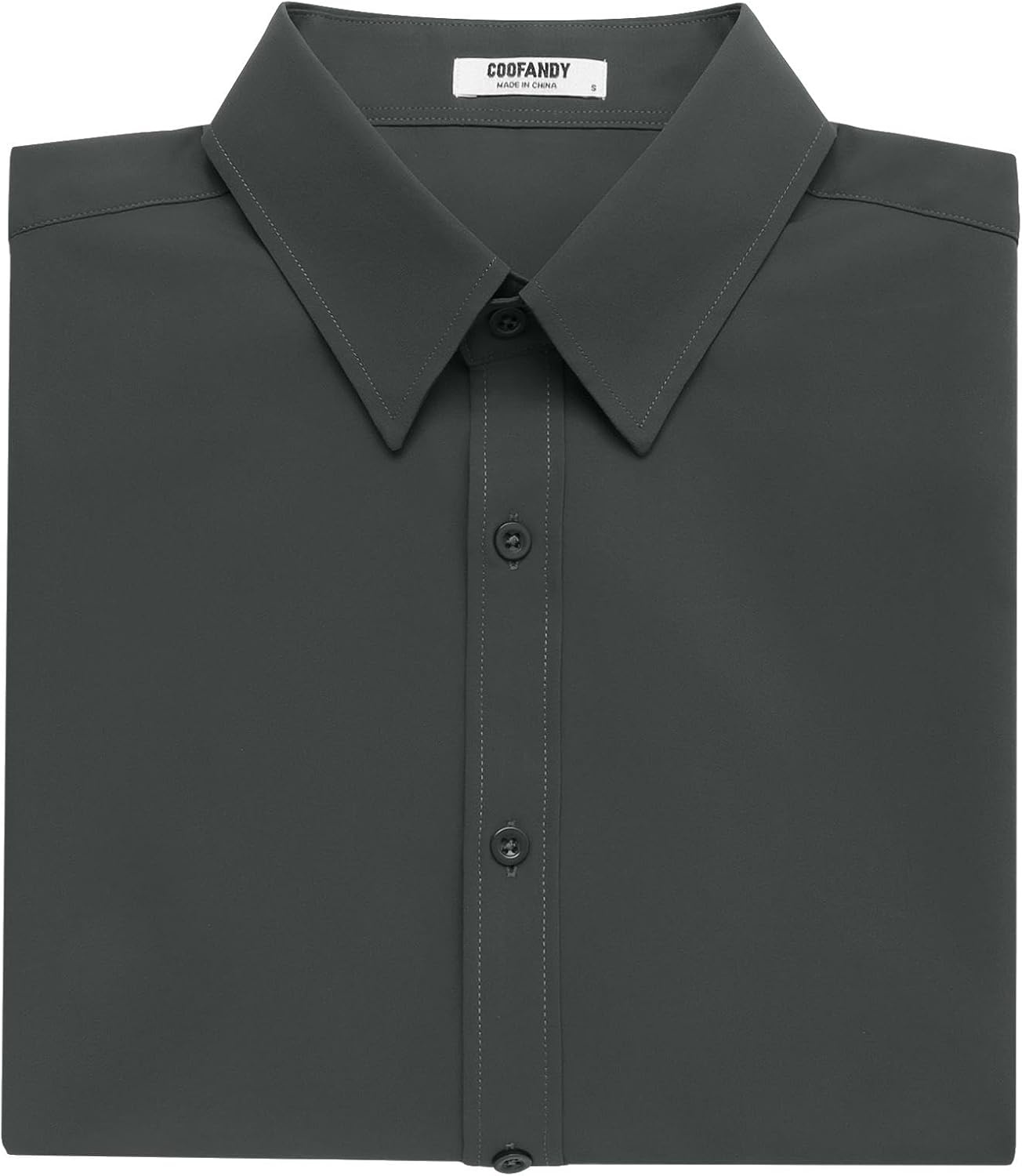 image:imageCOOFANDY Mens Casual Shirt Short Sleeve Button Down Shirts Stain Proof Summer Shirts Dark Grey