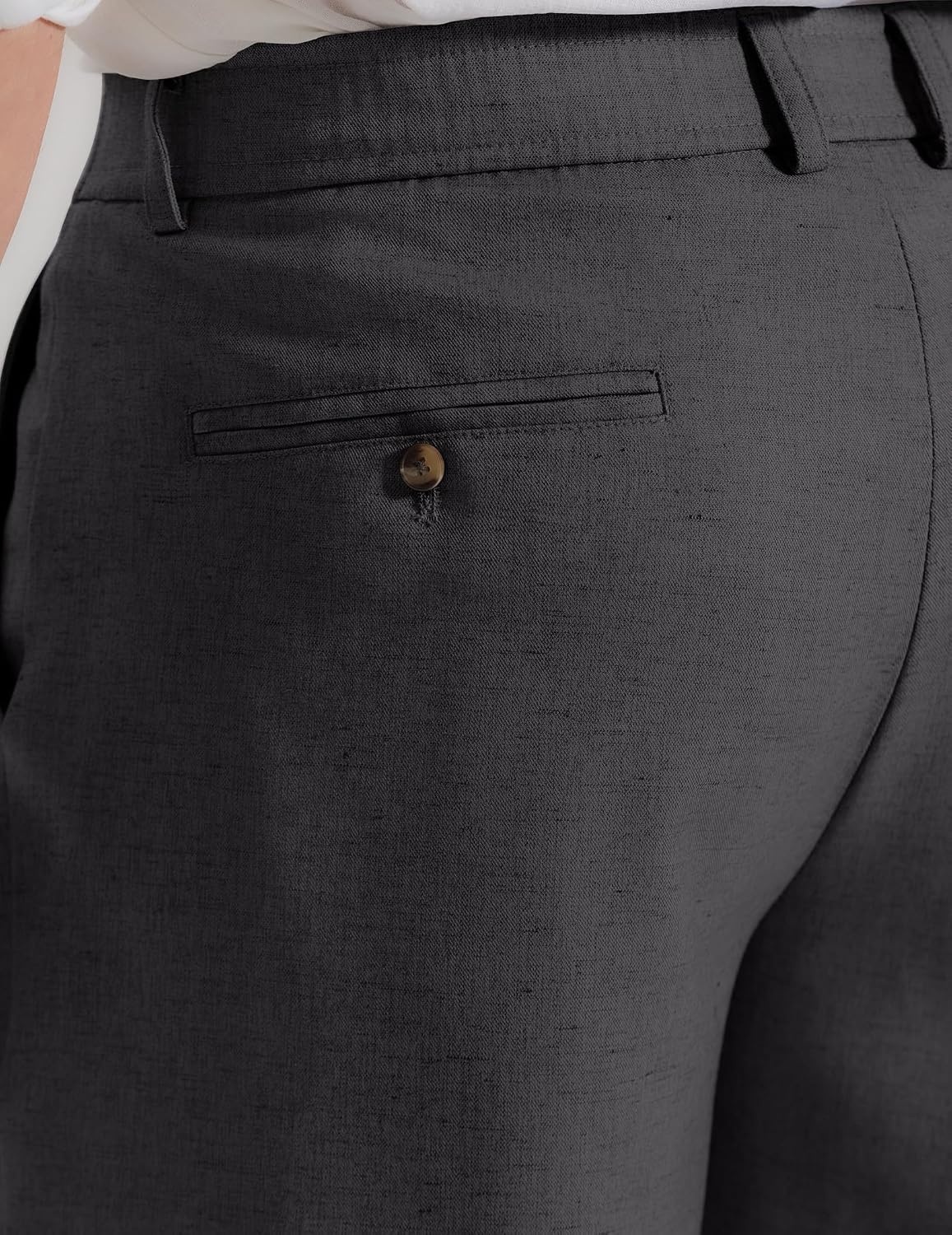 image:imageCOOFANDY Mens Casual Shorts Pleated Front 9 Linen Textured Dress ShortsDark Grey