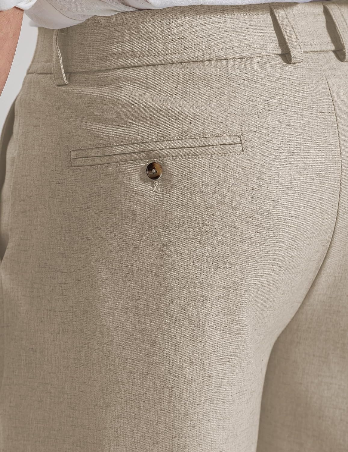 image:imageCOOFANDY Mens Casual Shorts Pleated Front 9 Linen Textured Dress ShortsLight Khaki
