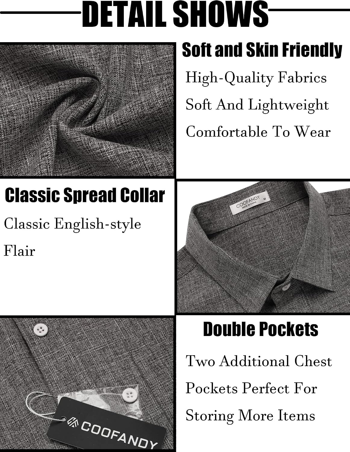 image:imageCOOFANDY Mens Linen Shirt Beach Summer Short Sleeve Button Down Casual Shirts