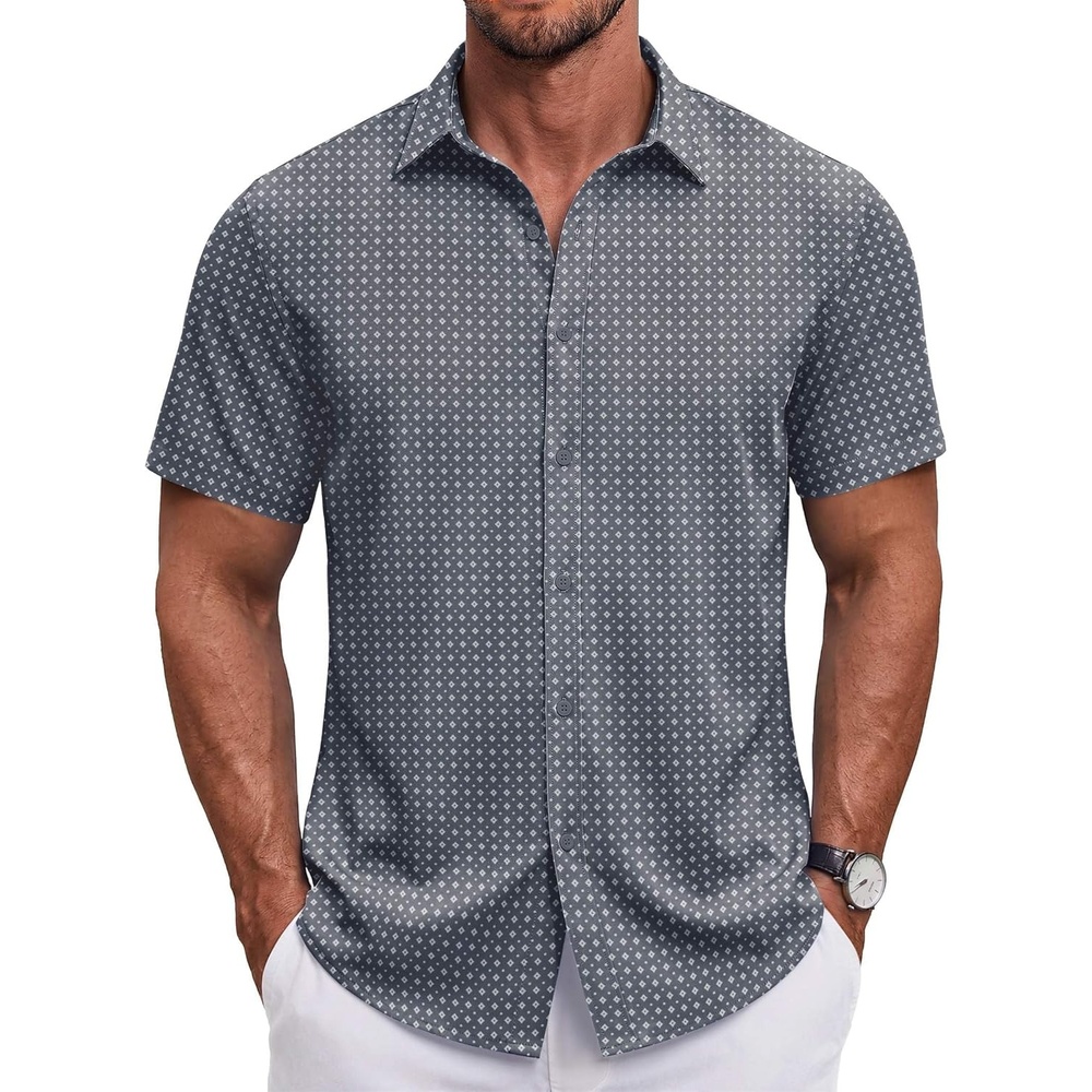 image:imageCOOFANDY Mens Button Down Shirt Short Sleeve Casual Shirt for Men Summer Business Casual Dress ShirtJh186
