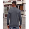 COOFANDY Mens Long Sleeve Polo Shirts Button Casual Tee Collared Work Pullover Shirts(Mid Grey)