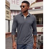 COOFANDY Mens Long Sleeve Polo Shirts Button Casual Tee Collared Work Pullover Shirts(Mid Grey)