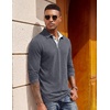 COOFANDY Mens Long Sleeve Polo Shirts Button Casual Tee Collared Work Pullover Shirts(Mid Grey)