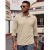 COOFANDY Mens Long Sleeve Polo Shirts Button Casual Tee Collared Work Pullover Shirts(Pale Moon Gray)