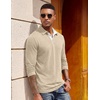 COOFANDY Mens Long Sleeve Polo Shirts Button Casual Tee Collared Work Pullover Shirts(Pale Moon Gray)