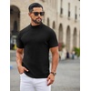 COOFANDY Men’s Mock Neck T-Shirts Short Sleeve Ribbed Knit Shirt Soft Tee Shirt Casual Basic Tops(A-black)