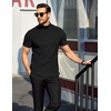 COOFANDY Men’s Mock Neck T-Shirts Short Sleeve Ribbed Knit Shirt Soft Tee Shirt Casual Basic Tops(A-black)