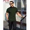 COOFANDY Men’s Mock Neck T-Shirts Short Sleeve Ribbed Knit Shirt Soft Tee Shirt Casual Basic Tops(Army Green)