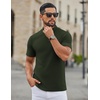 COOFANDY Men’s Mock Neck T-Shirts Short Sleeve Ribbed Knit Shirt Soft Tee Shirt Casual Basic Tops(Army Green)