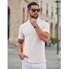 COOFANDY Men’s Mock Neck T-Shirts Short Sleeve Ribbed Knit Shirt Soft Tee Shirt Casual Basic Tops(A-white)
